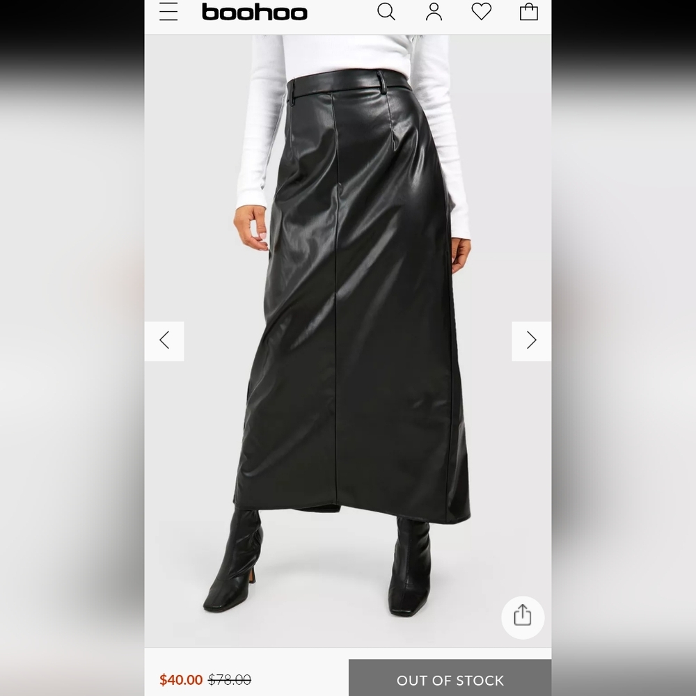 Boohoo Sleek Black Pencil Skirt